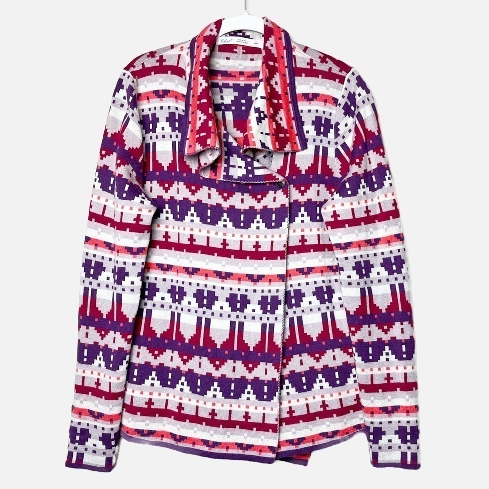 Woolrich Southwestern cardigan sweater single button collar geometric Aztec - Picture 2 of 9